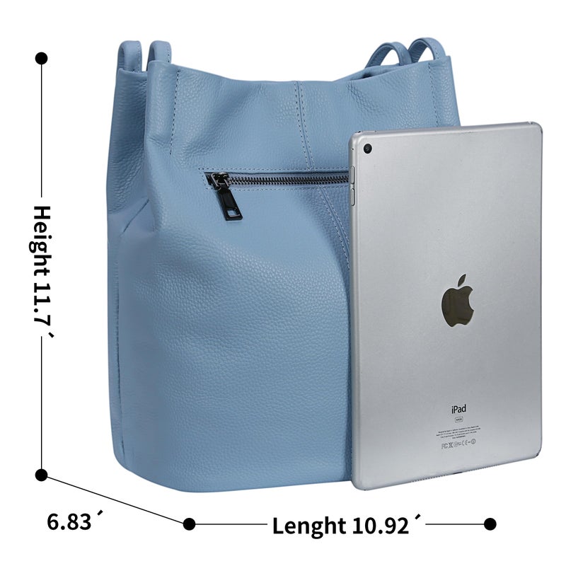 Iswee Large Purses for Women - Leather Tote, Shoulder, Handbags - Bucket, Satchel, Hobo - Ladies Purses and Hand Bags (Light Blue-Lichee) - Image 3
